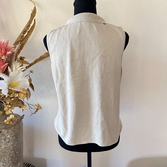 Tommy Bahama Silk & Cotton Beige Cream Relaxed Fit Stretch Collared Vest NWOT - Picture 3 of 8